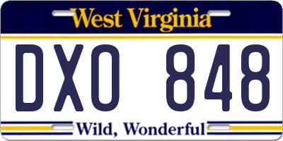 WV license plate DXO848