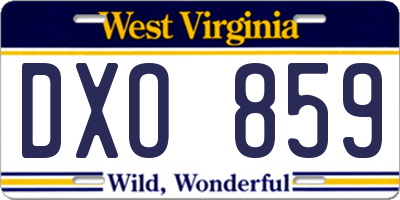 WV license plate DXO859