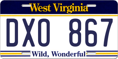 WV license plate DXO867