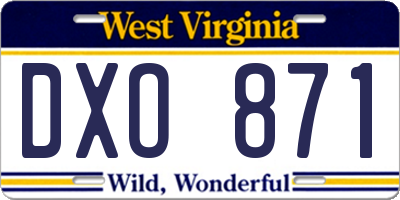 WV license plate DXO871