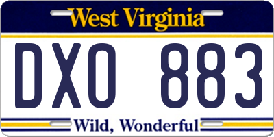 WV license plate DXO883
