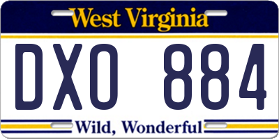 WV license plate DXO884