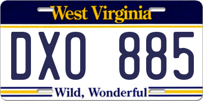 WV license plate DXO885