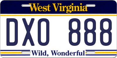 WV license plate DXO888