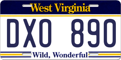 WV license plate DXO890