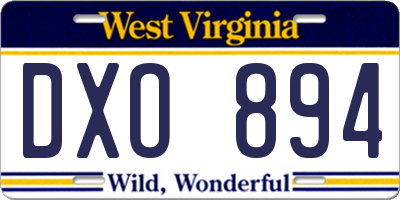 WV license plate DXO894