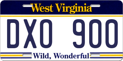 WV license plate DXO900