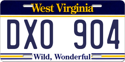 WV license plate DXO904