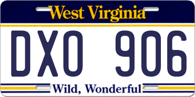 WV license plate DXO906