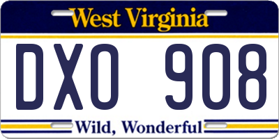 WV license plate DXO908
