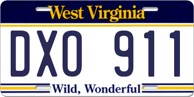 WV license plate DXO911