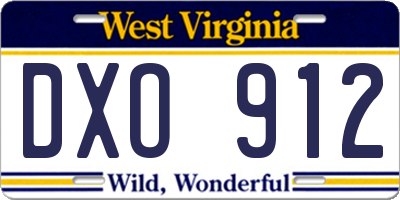 WV license plate DXO912