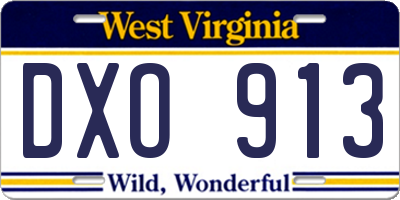 WV license plate DXO913