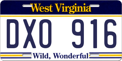 WV license plate DXO916