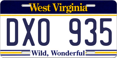WV license plate DXO935