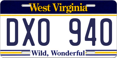 WV license plate DXO940