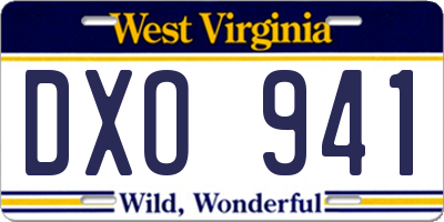 WV license plate DXO941