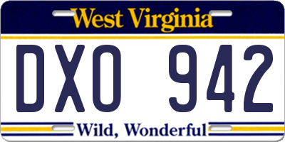 WV license plate DXO942