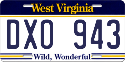 WV license plate DXO943
