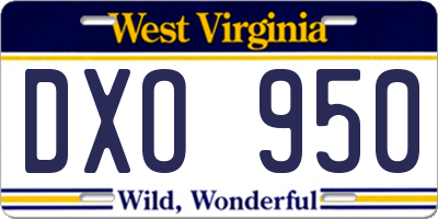 WV license plate DXO950