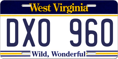 WV license plate DXO960
