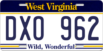 WV license plate DXO962