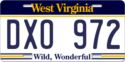 WV license plate DXO972