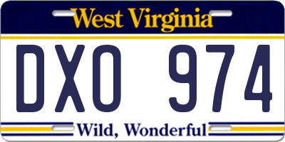 WV license plate DXO974