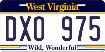 WV license plate DXO975