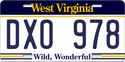 WV license plate DXO978