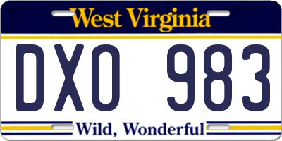 WV license plate DXO983