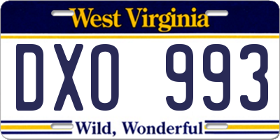 WV license plate DXO993