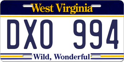 WV license plate DXO994