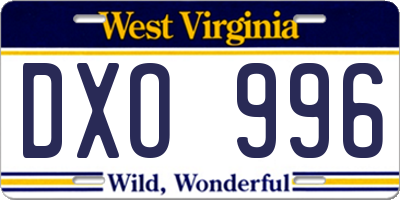 WV license plate DXO996
