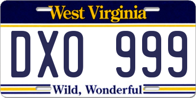 WV license plate DXO999