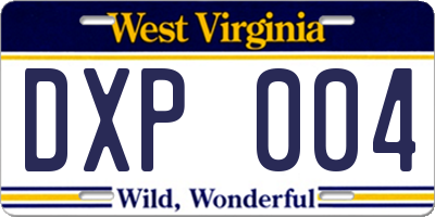 WV license plate DXP004