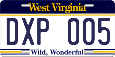 WV license plate DXP005
