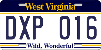 WV license plate DXP016