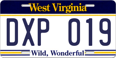 WV license plate DXP019