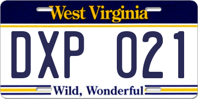 WV license plate DXP021