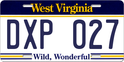 WV license plate DXP027
