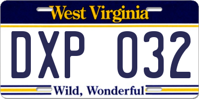 WV license plate DXP032