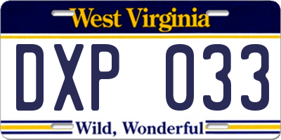 WV license plate DXP033