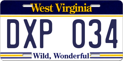 WV license plate DXP034