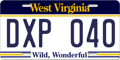 WV license plate DXP040