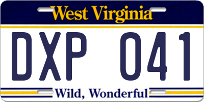 WV license plate DXP041
