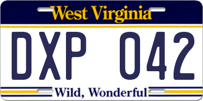 WV license plate DXP042