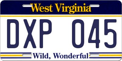 WV license plate DXP045