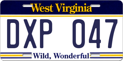 WV license plate DXP047