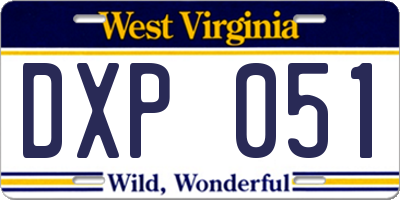 WV license plate DXP051